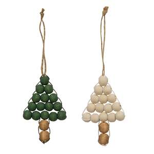 Wooden Bead Christmas Tree Ornament, 2 Asstd. 36253;