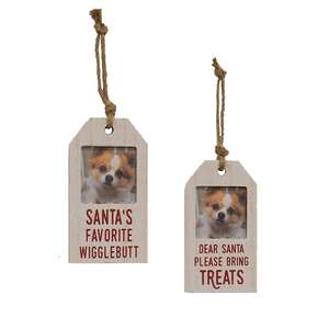 Santa's Favorite Wigglebutt Photo Tag Ornament, 2 Asstd. 36318;
