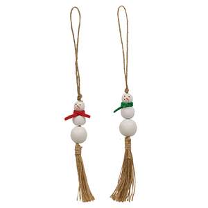White Bead Snowman Ornament, 2 Asstd. 36406;