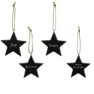 Black Star Christmas Words Ornament, 4 Asstd. 36776;