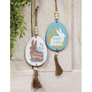 Beaded Bunny Silhouette Egg Ornament, 2 Asstd.