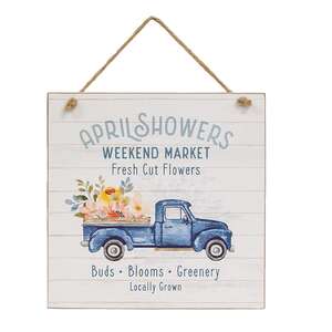 April Showers Weekend Market Wooden Sign 36840;
