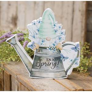 Enjoy Spring Gnome in Watering Can Chunky Sitter