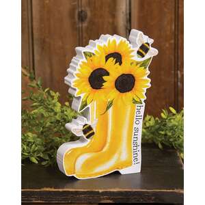 Hello Sunshine Sunflower Boots & Bees Chunky Sitter