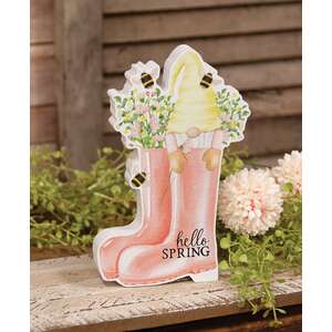 Hello Spring Gnome in Boots Chunky Sitter