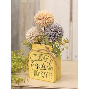 Today Is Your Day Wooden Mason Jar Vase