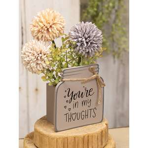 You're In My Thoughts Wooden Mason Jar Vase