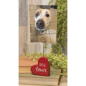 Dog Love Wooden Heart Photo Holder