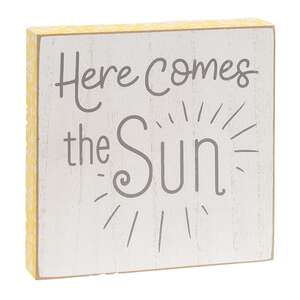 Here Comes the Sun Distressed Wooden Block Sign 36969;