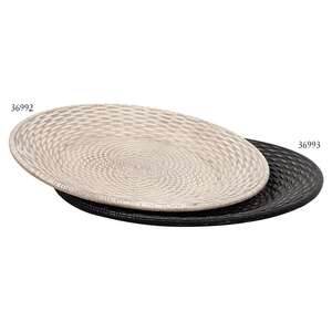 Antiqued White Basket Weave Plate - 15.5"