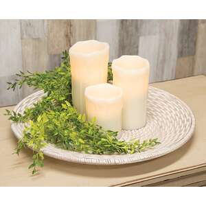 Antiqued White Basket Weave Plate - 15.5"