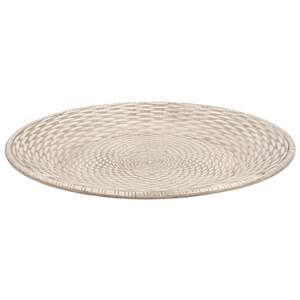 Antiqued White Basket Weave Plate - 15.5"