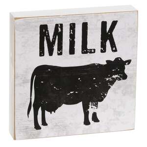 Bacon, Eggs, Milk Silhouette Square Block, 3 Asstd.