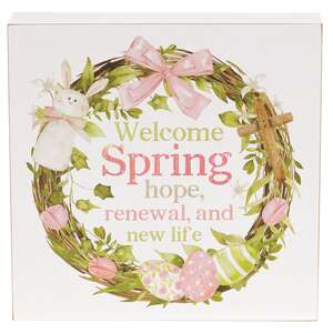 Welcome Spring Easter Wreath Box Sign