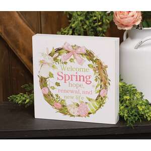 Welcome Spring Easter Wreath Box Sign