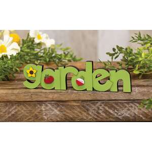 Garden Wooden Word Cutout Sitter