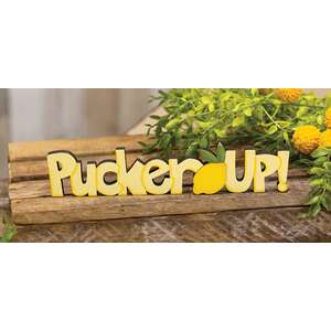 Pucker Up! Wooden Word Cutout Sitter