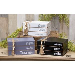 Always Have Faith Wooden Book Stack