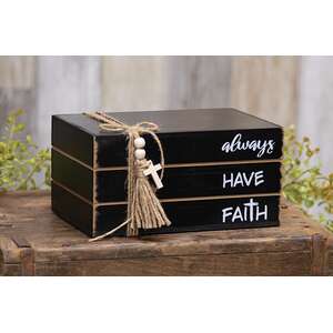 Always Have Faith Wooden Book Stack