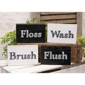 Bathroom Words Block Sign, 4 Asstd.