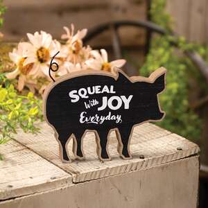 Squeal With Joy Wooden Piggy Sitter
