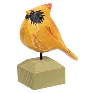Carved Chunky Wood Female Cardinal on Base