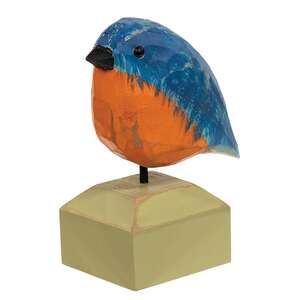 Carved Chunky Wood Bluebird on Base