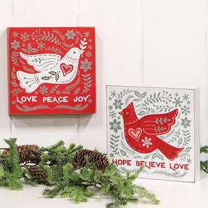 Winter Floral Dove Hope Box Sign, 2 Asstd. 38651;