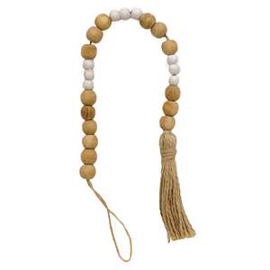 Natural & White Wooden Bead Garland, 19" 60418;