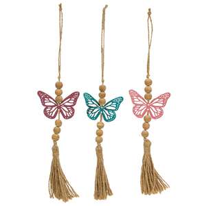 Beaded Metal Butterfly Ornament, 3 Asstd. 60461;