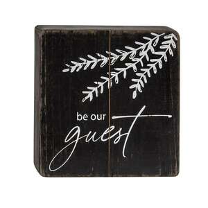 Be Our Guest Black Wooden Sign 65304;