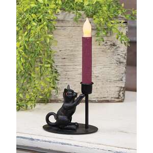Playful Cat Iron Taper Candle Holder