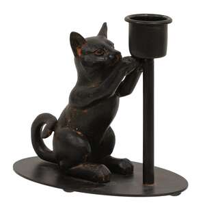 Playful Cat Iron Taper Candle Holder