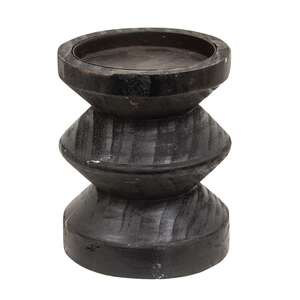 Black Wooden Pillar Candle Holder, 4.75" Tall 65332;