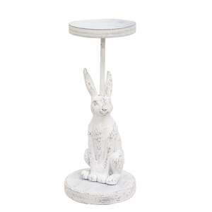 White Bunny Metal Pillar Candle Holder, 8.25" Tall 65333;