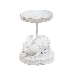 White Bunny Metal Pillar Candle Holder, 4.75" Tall 65334;