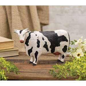 Distressed Carved Look Primitive Resin Cow