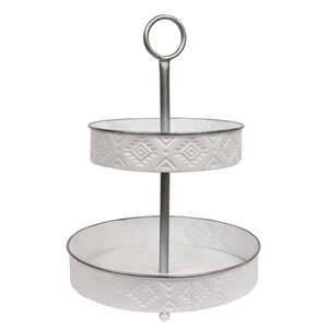 Aztec White Metal 2-Tiered Tray  70123;