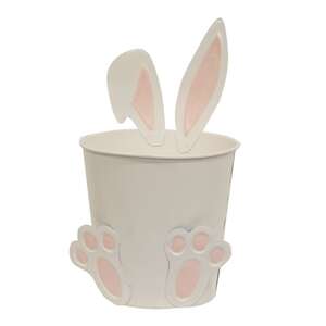 White Easter Bunny Metal Bucket 70135;