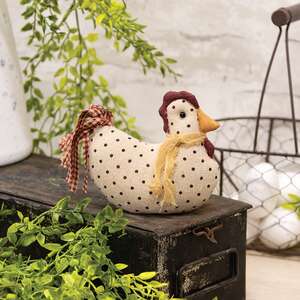 Stuffed Mini Polka Dotted White Chicken Sitter