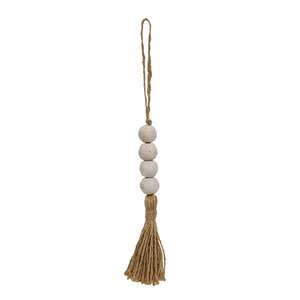 White Wooden Bead Ornament, 10.75" 60413;