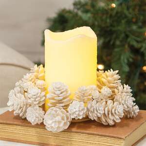 Yuletide Frosted Pinecones Candle Ring, 3" SE022504;