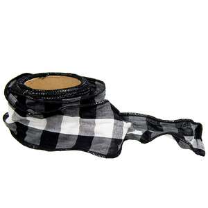 Wired Black & White Buffalo Check Ribbon, 3" x 9 Yds 14921;