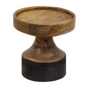 Black & Wood Pillar Candle Holder, 4.25" 15635;