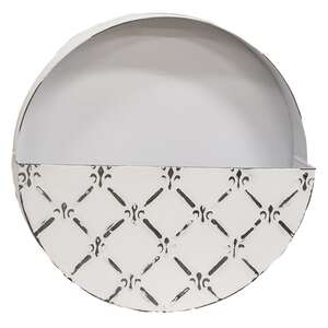 Whitewashed Galvanized Fleur De Lis Wall Pockets, 2/Set 15688AB;