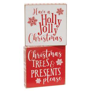 Holly Jolly Christmas Trees Square Block, 2 Asstd. 37152;