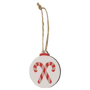 Sparkle Reindeer, Candy Canes, or Snowflake Wooden Bulb Ornament, 3 Asstd. 37153;