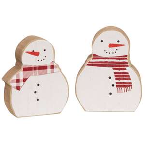 Snowmen w/Scarves Chunky Wooden Sitters, 2/Set 37156;