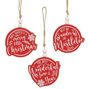 Merry Little Christmas Beaded Ornaments, 3/Set 37165;