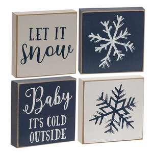 Let It Snow/Snowflake Square Block, 4 Asstd. 37188;